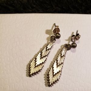 Art deco sterling silver dangle post earrings